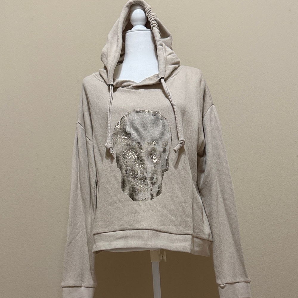 Vintage Havana Tan Hoodie with Skull Design